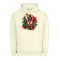 Pigment Pistachio Our Lady Of Guadalupe Mexican Flag Cactus Roses Urban Hoodie - FaDigitalArtStudio