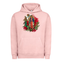 Pigment Salmon Our Lady Of Guadalupe Mexican Flag Cactus Roses Urban Hoodie - FaDigitalArtStudio