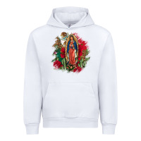 White Our Lady Of Guadalupe Mexican Flag Cactus Roses Urban Hoodie - FaDigitalArtStudio