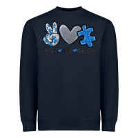 Navy peace love autism Heavyweight Sweatshirt - MaliasSmallBusiness