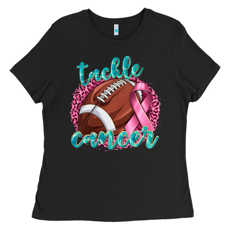 Tackle Cancer Football Ladies Tee by texasbilliewilder | Teevron