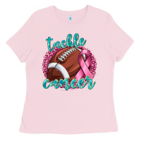 Bubblegum Pink Tackle Cancer Football Ladies Tee - texasbilliewilder