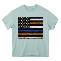 Arona Back to blue USA flag leopard police 20oz tumbler Heavy Core Tee - Neo Western