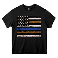 Black Back to blue USA flag leopard police 20oz tumbler Heavy Core Tee - Neo Western
