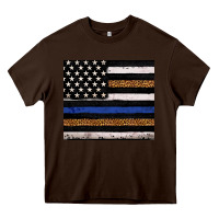 Chocolate Brown Back to blue USA flag leopard police 20oz tumbler Heavy Core Tee - Neo Western