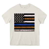 Cream Back to blue USA flag leopard police 20oz tumbler Heavy Core Tee - Neo Western