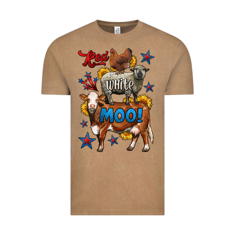 Red White Moo Farm Animals 4th Of July Vintage Tee by LillyAllenDesigns | Teevron