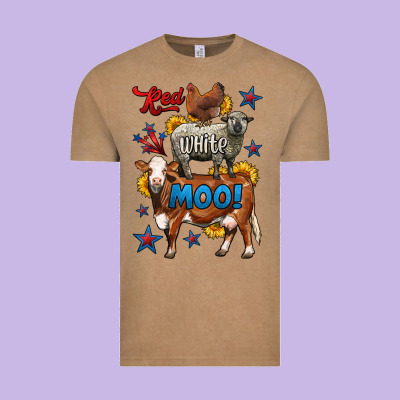 Red White Moo Farm Animals 4th Of July Vintage Tee Designed By Lillyallendesigns