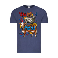 Vintage Denim red white moo farm animals 4th of july Vintage Tee - LillyAllenDesigns