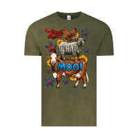Vintage Olive red white moo farm animals 4th of july Vintage Tee - LillyAllenDesigns