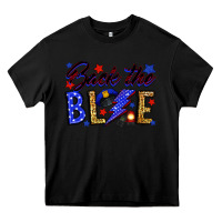 Black Back the blue with lightning bolt Heavy Core Tee - Neo Western