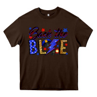 Chocolate Brown Back the blue with lightning bolt Heavy Core Tee - Neo Western