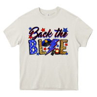 Cream Back the blue with lightning bolt Heavy Core Tee - Neo Western