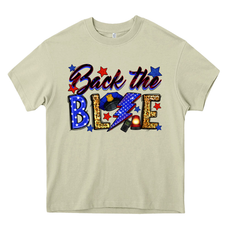 Back The Blue With Lightning Bolt Heavy Core Tee by Neo Western | Teevron