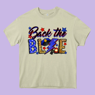 Back The Blue With Lightning Bolt Heavy Core Tee Designed By Neo Western