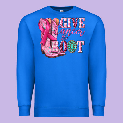 Give Cancer The Boot Premium Sweatshirt Designed By Nancycooperartshop