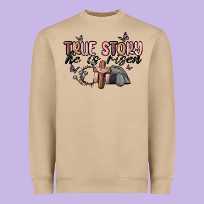 True Story He Is Risen Heavyweight Sweatshirt Designed By Maliassmallbusiness