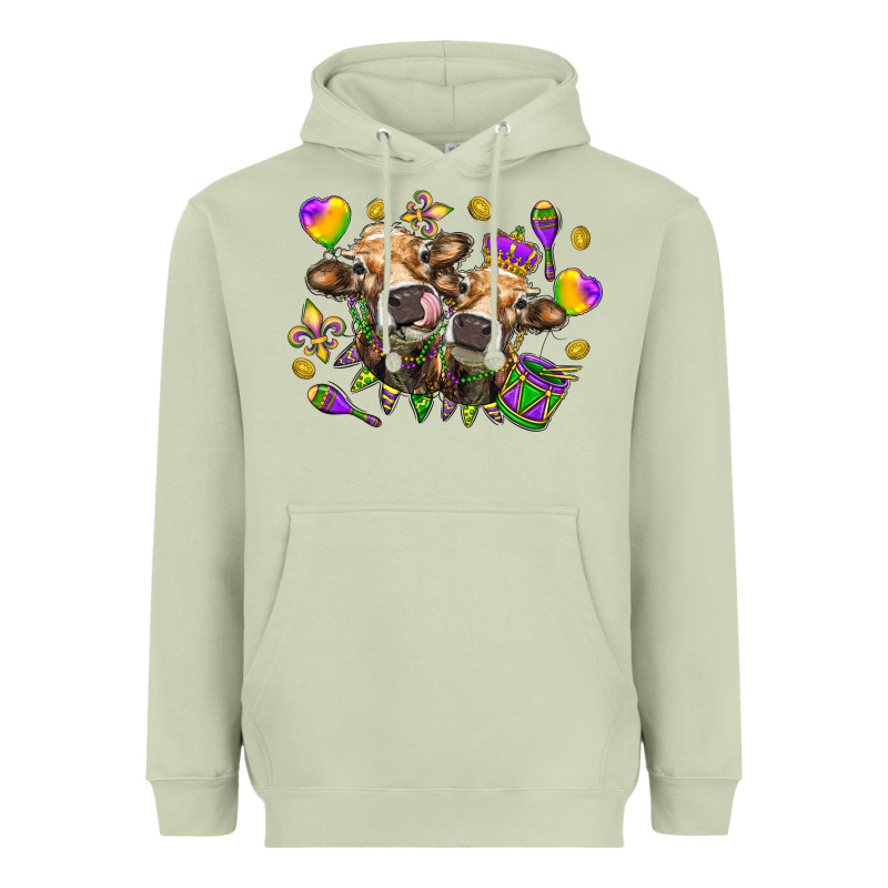 Mardi Gras Heifers Heavyweight Hoodie by NancyCooperArtShop | Teevron