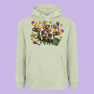 Mardi Gras Heifers Heavyweight Hoodie Designed By Nancycooperartshop