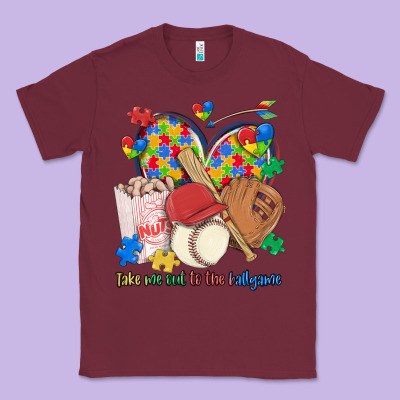 Take Me Out To The Ballgame  Autism Baseball Classic Tee Designed By Maliassmallbusiness