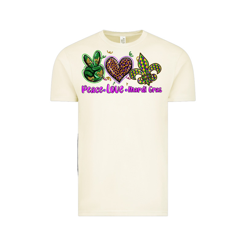 Peace Love Mardi Gras Vintage Tee by BarkalooDesign | Teevron