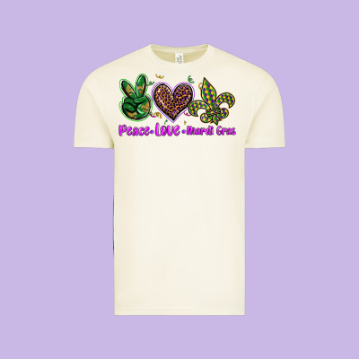 Peace Love Mardi Gras Vintage Tee Designed By Barkaloodesign