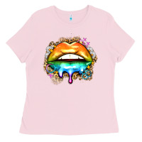 Bubblegum Pink rainbow lips Ladies Tee - Zillion Design Studio