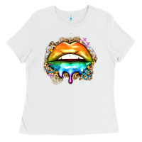 White rainbow lips Ladies Tee - Zillion Design Studio