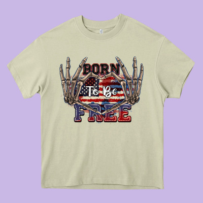 Born To Be Free 4th Of July Heavy Core Tee Designed By Cowgirlartshop