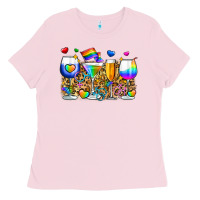 Bubblegum Pink pride wine cups Ladies Tee - Zillion Design Studio