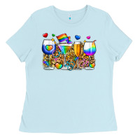 Baby Blue pride wine cups Ladies Tee - Zillion Design Studio