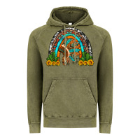 Vintage Olive indian headdress cactus and sunflowers rainbow Vintage Hoodie - Artiststas