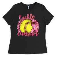 Black Tackle Cancer Softball Ladies Tee - texasbilliewilder