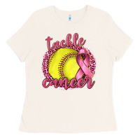 Bone Tackle Cancer Softball Ladies Tee - texasbilliewilder