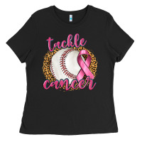 Black Tackle Cancer Baseball Ladies Tee - texasbilliewilder
