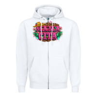 White vibrant fiesta typography Zipper Hoodie - LillyAllenDesigns
