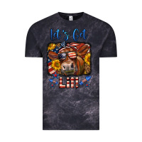 Cloud Black let's get lit 4th of july cow Vintage Tee - LillyAllenDesigns