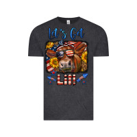 Vintage Black let's get lit 4th of july cow Vintage Tee - LillyAllenDesigns