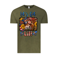 Vintage Olive let's get lit 4th of july cow Vintage Tee - LillyAllenDesigns