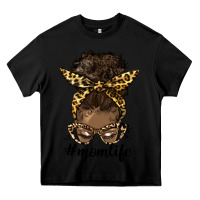 Black afro messy bun mom life Heavy Core Tee - HRA Design Shop