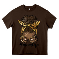 Chocolate Brown afro messy bun mom life Heavy Core Tee - HRA Design Shop