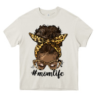 Cream afro messy bun mom life Heavy Core Tee - HRA Design Shop