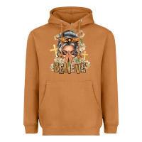 Meerkat Silver White Believe Praying Caucasian Messy Bun Heavyweight Hoodie - texasbilliewilder