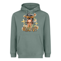 Sage Silver White Believe Praying Caucasian Messy Bun Heavyweight Hoodie - texasbilliewilder