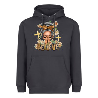 Smoke Silver White Believe Praying Caucasian Messy Bun Heavyweight Hoodie - texasbilliewilder