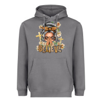 Storm Silver White Believe Praying Caucasian Messy Bun Heavyweight Hoodie - texasbilliewilder
