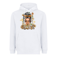 White Silver White Believe Praying Caucasian Messy Bun Heavyweight Hoodie - texasbilliewilder
