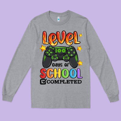 Level 100 Days Of School Completed Long Sleeve Tee Designed By Maliassmallbusiness