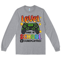 Heather Grey level 100 days of school completed Long Sleeve Tee - MaliasSmallBusiness