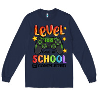 Navy level 100 days of school completed Long Sleeve Tee - MaliasSmallBusiness